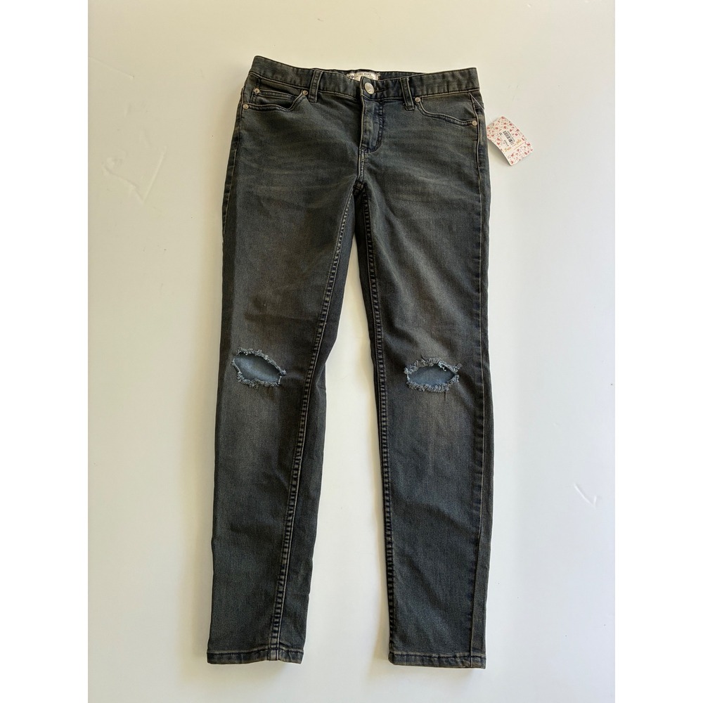 Free People Womens Size 27 Patsy Skinny Jeans Faded Distressed Ripped Knee NWT